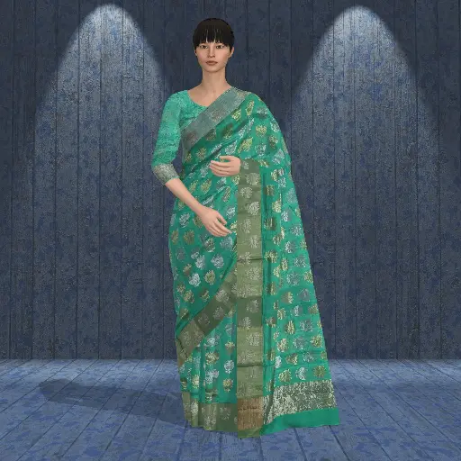 Chanderi Saree [Kamal Butta] All Over Jaal