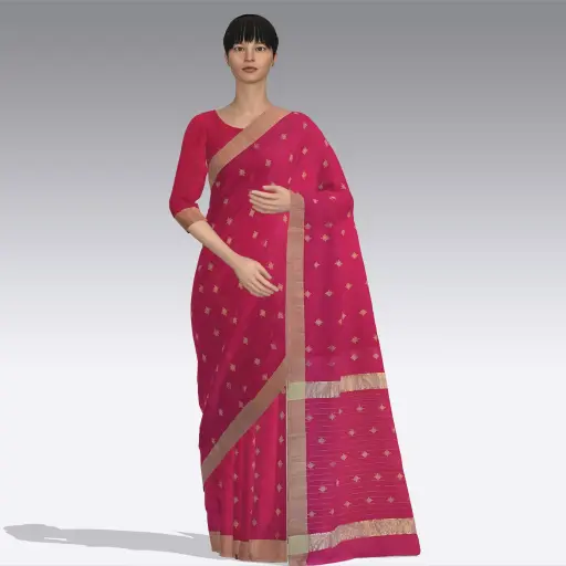 Chanderi Saree [Shoulder Pallu] Silk/Cotton